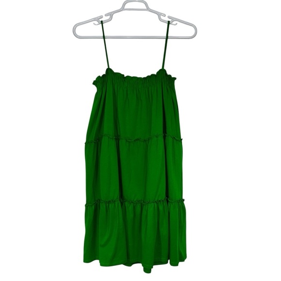 Boohoo Green Strappy Tiered Swing Dress - Picture 2 of 7